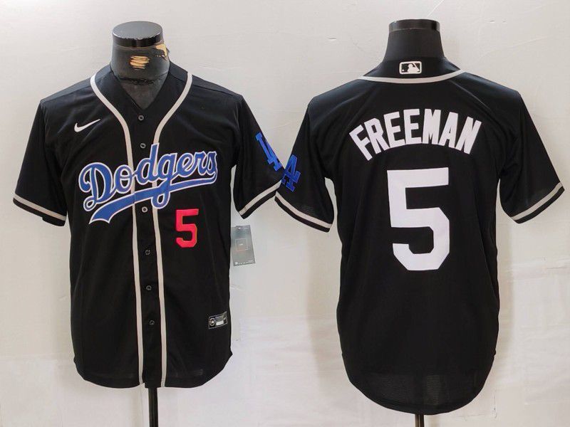 Men Los Angeles Dodgers #5 Freeman Black Fashion Nike Game MLB Jersey style 43